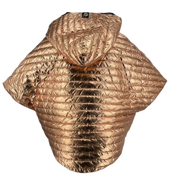 Think Royln Women's Puffer Poncho Lexington Jackets Sz S Hooded Rose Gold Down - Picture 3 of 12